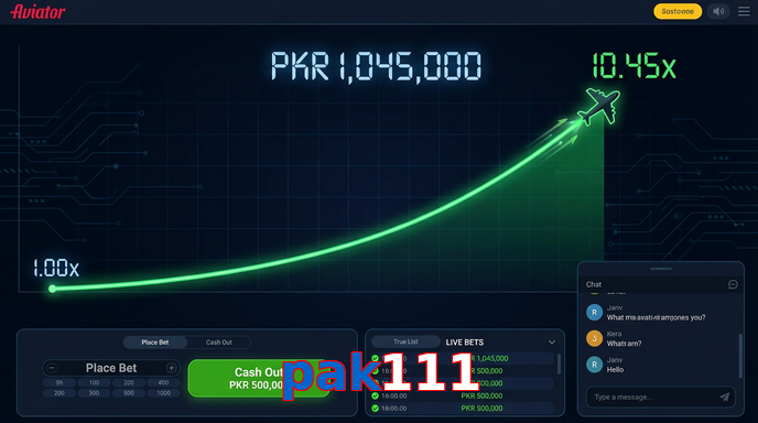 Main screen of Pak111 aviator page for PK players