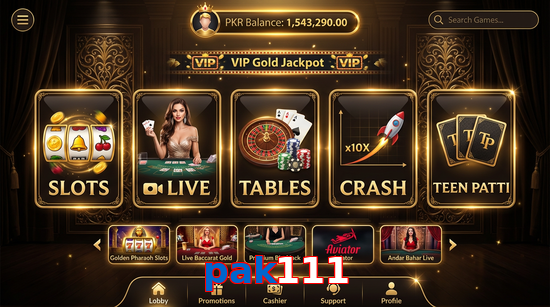 Main screen of Pak111 casino page for PK players
