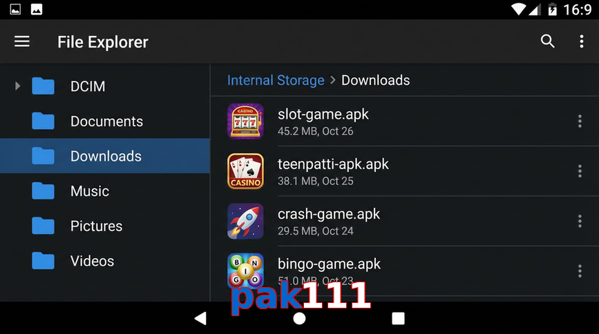 Main screen of Pak111 gameapk page for PK players