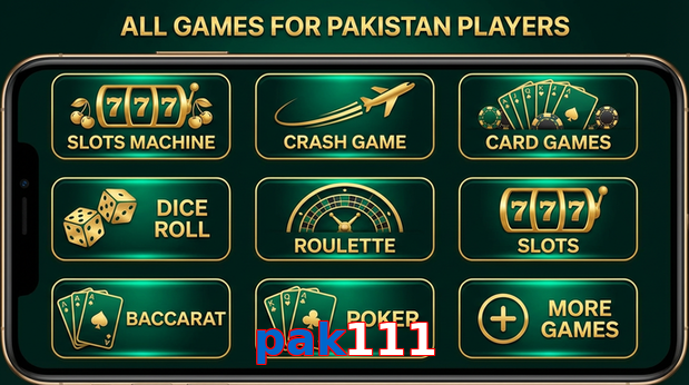 Main screen of Pak111 games page for PK players